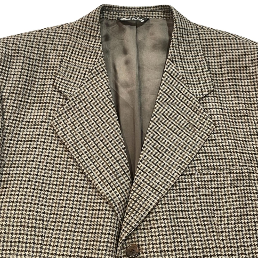 Roberto Villini Italy Mens 46L Wool Blazer Houndstooth Super 100 Sport Coat